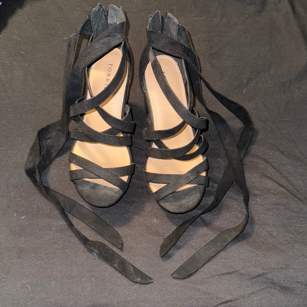 Torrid Black Strappy Wedges
